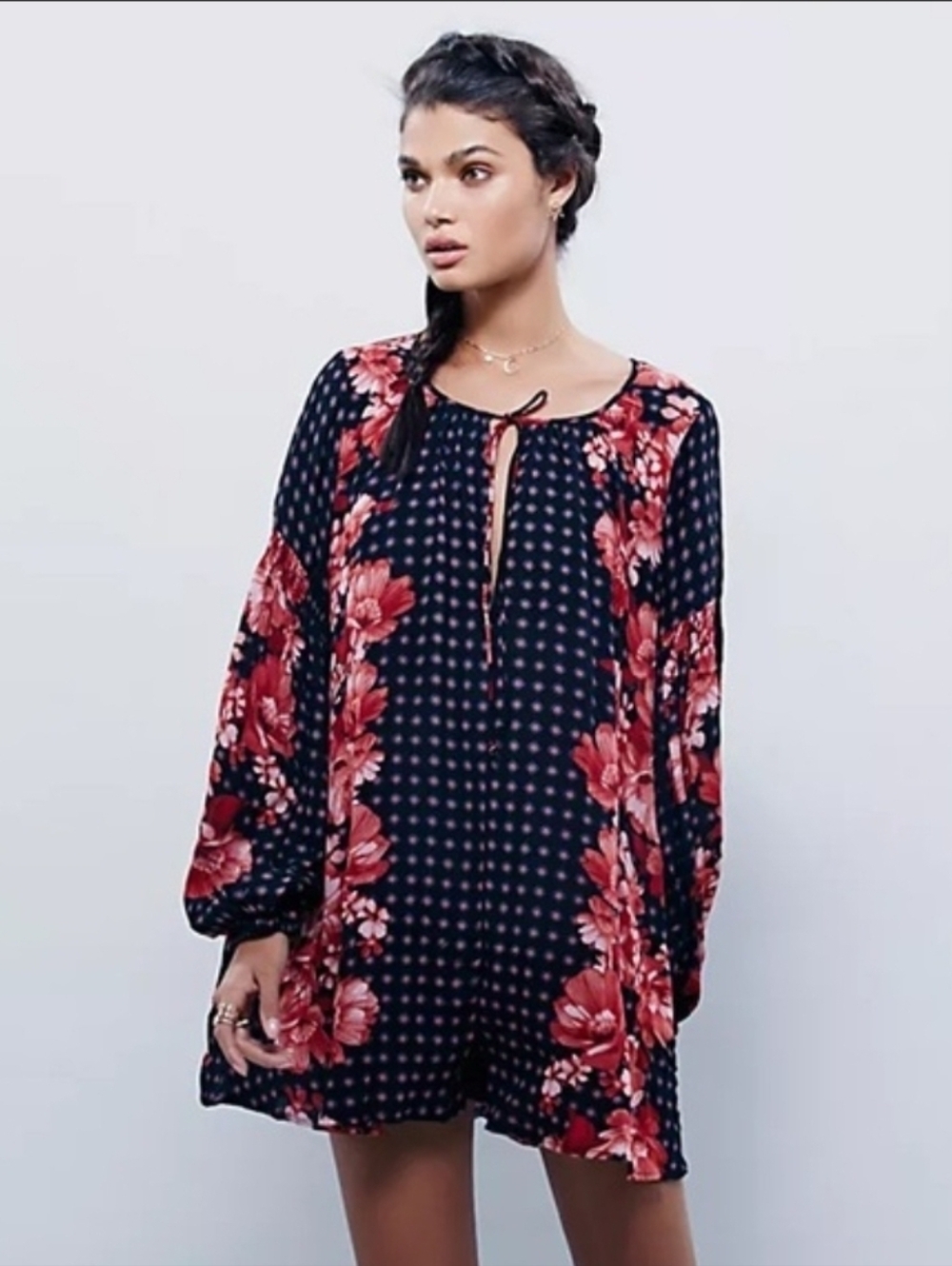 Free People Black Floral Romper Small